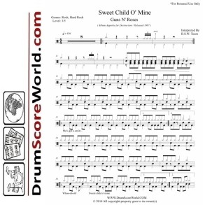 Guns N' Roses - Sweet Child O' Mine - Drum Sheet + Play-Along Track
